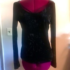 Banjara Crushed Velvet Long Sleeve Braided Top NWT